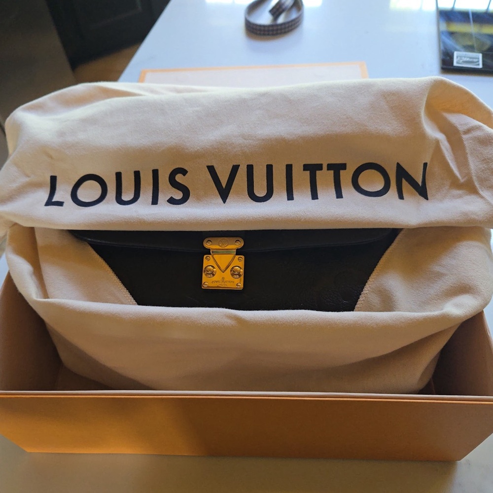Louis Vuitton Madeleine Black Embossed Leather Top-Handle Satchel-Gold Hardware - Picture 15 of 16